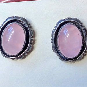 Genuine Rose Quartz sterling silver earrings